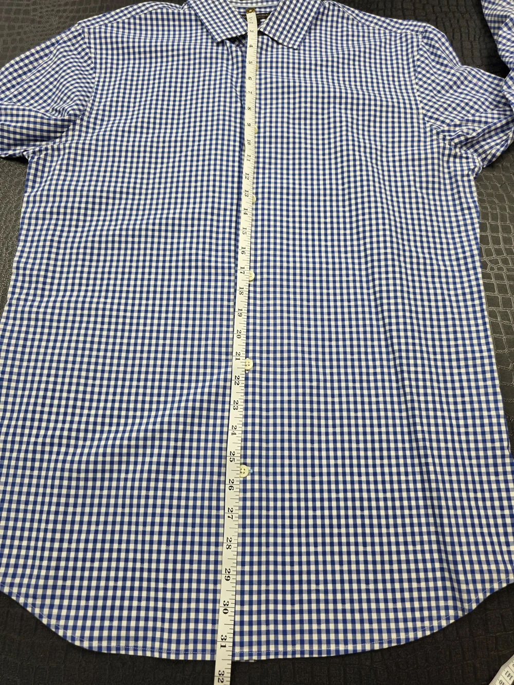 Banana Republic Grant Fit 120s Supima Cotton Dress Shirt Blue White Gingham Chec
